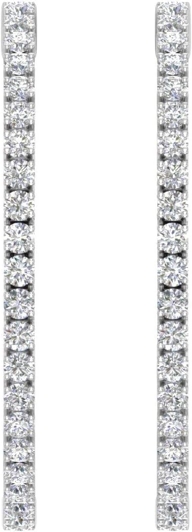 1 Carat (ctw) Round Natural Diamond Inside-Out Hoop Earrings for Women in 14K Gold (I1-I2 Clarity)