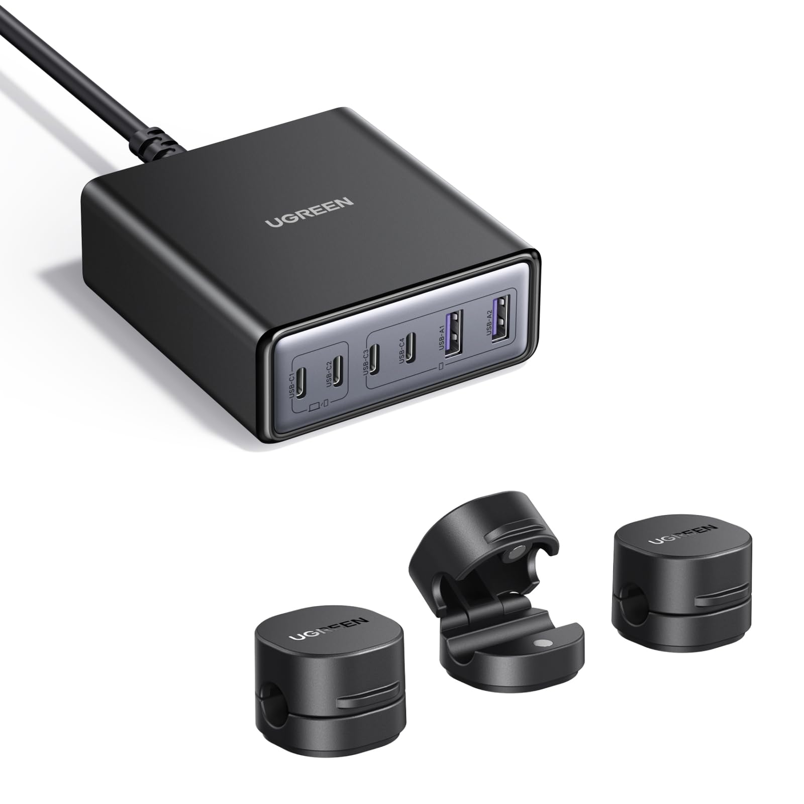 UGREEN Organisateur de Câble Magnétique et Zapix 100W 6 Ports Chargeur USB C