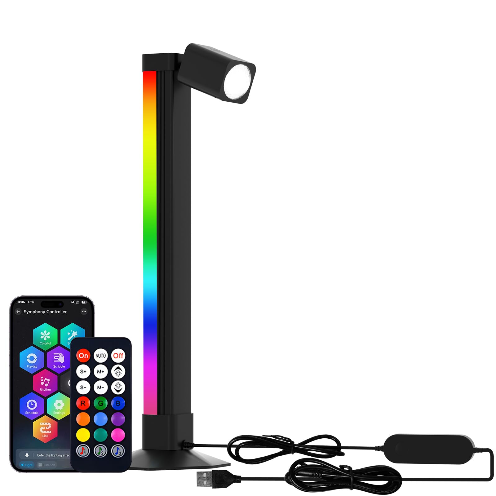 AURORIONCG Smarte LED Schreibtischlampe, RGB Gaming Lampe mi