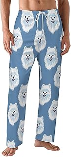 Pantalones de pijama para hombre con diseño de Pomeranian Dog, suaves, de ajuste recto, con bolsillo