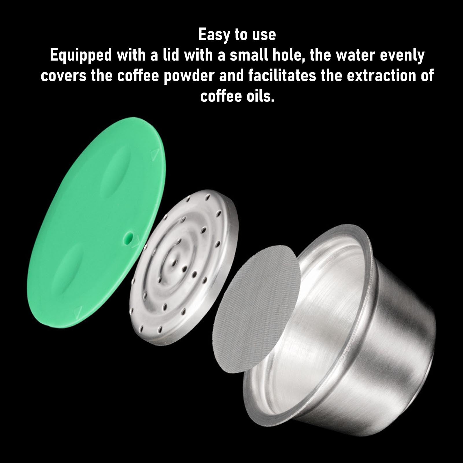 Haofy Kit de Cápsula de café de Acero de Acero Inoxidable Reutilizable con Cepillo de Cuchara de Manipulador para la Preparación para Máquinas de café