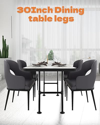 Miniatura 5 de MUZIK Patas de mesa industriales de 30 pulgadas, paquete de 2 tubos de metal de acero gris, patas de muebles vintage, para patas de café y mesa