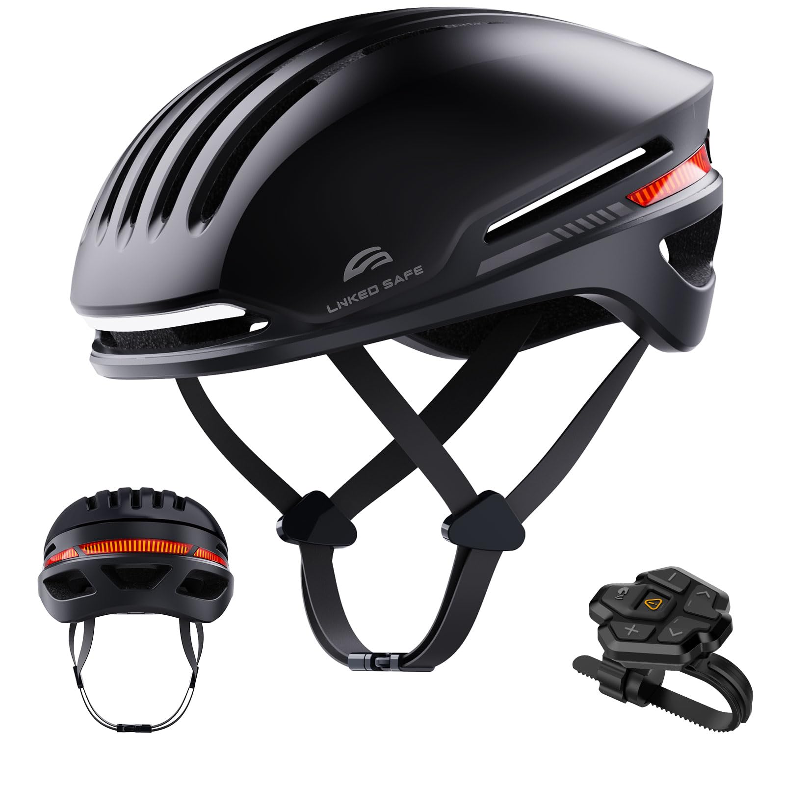 ASIEVIE Bike Helmet with Bluetooth, Smart Bike Helmet for Adults Men Women with Built-in Speakers, Auto Brake Blinker, Front and Rear LED Turn Signals Remote Control, Smart Cycling Helmet.(Black, M/L)