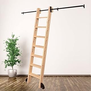 Komplett uppsättning Rullsats Hårdvarubibliotek för rullande stege Hårdvarusats för glidande stege 3,3 fot-20 fot rund spår/skena (Ingen stege) Mobil stegskena, med golvrullhjul (storlek: 6,