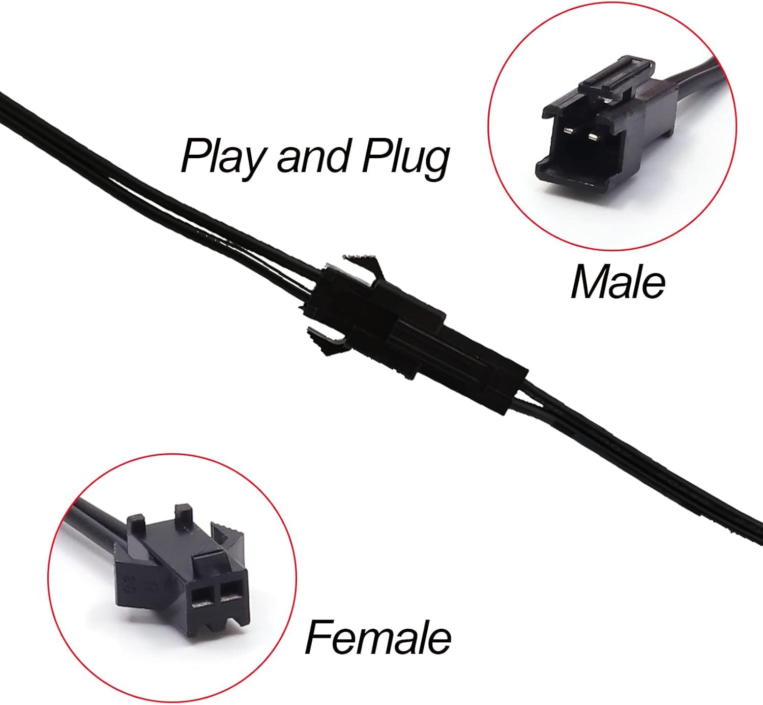 jose2015 2PCS EL Wire Splitter 7 Way,7 Female to 1 Male Splitter Y Cable,2-Pin Extension Cable Wire Connector for LED Glow Light Multi-Color Neon Strip - Image 2