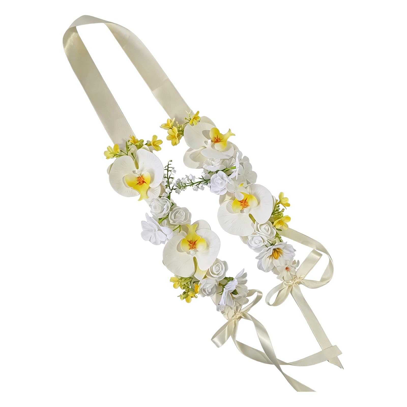 Ljmyy Elegant Artificial Flower Shawl For Bride With Silk Ribbon And Realistic Orchids Perfect For Wedding Special Occasion