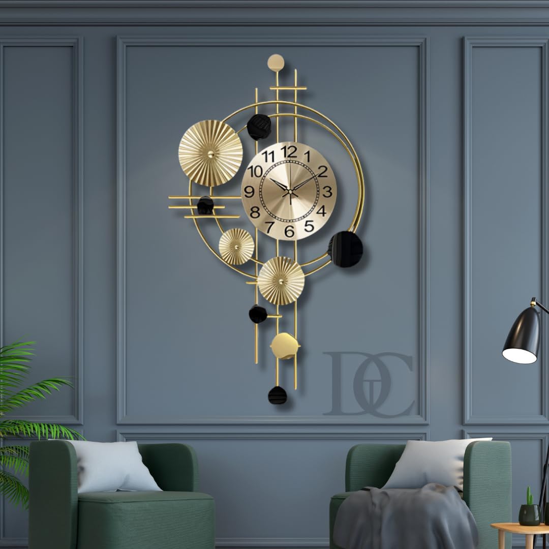 Metal Wall Clock for Living Room, Silent Sweep Machine, Luxury Metal Hanging Wall Art Clock, Ideal Home Decor Items for Bedroom/Dining Hall/Office/Cafes/Hotels