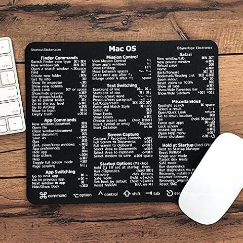 Synerlogic (M1+Intel Ultimate Mac OS Keyboard Shortcut Reference Guide v2.0 Mouse Pad - Premium Laminated Non-Slip Rubber (Black) Cover
