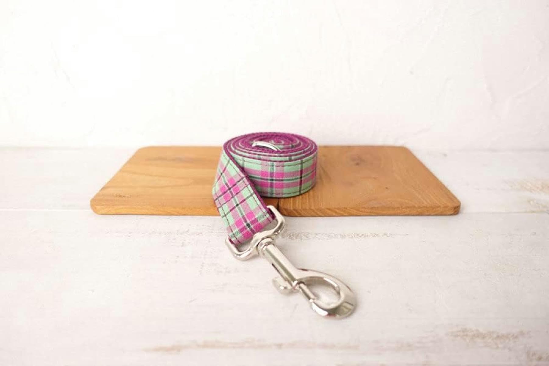 collare per cani viola menta plaid poly satin e nylon 5 taglie collare per cani, collare per cani papillon, xs-Set collare per cani guinzaglio-M