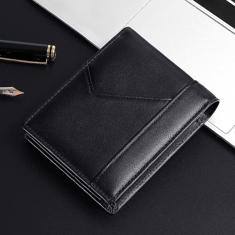 Wallet - Short style, large capacity, double-sided folding, men's leather, fabric money wallet, classic design, portable business card holder, credit card organizer(Brown)