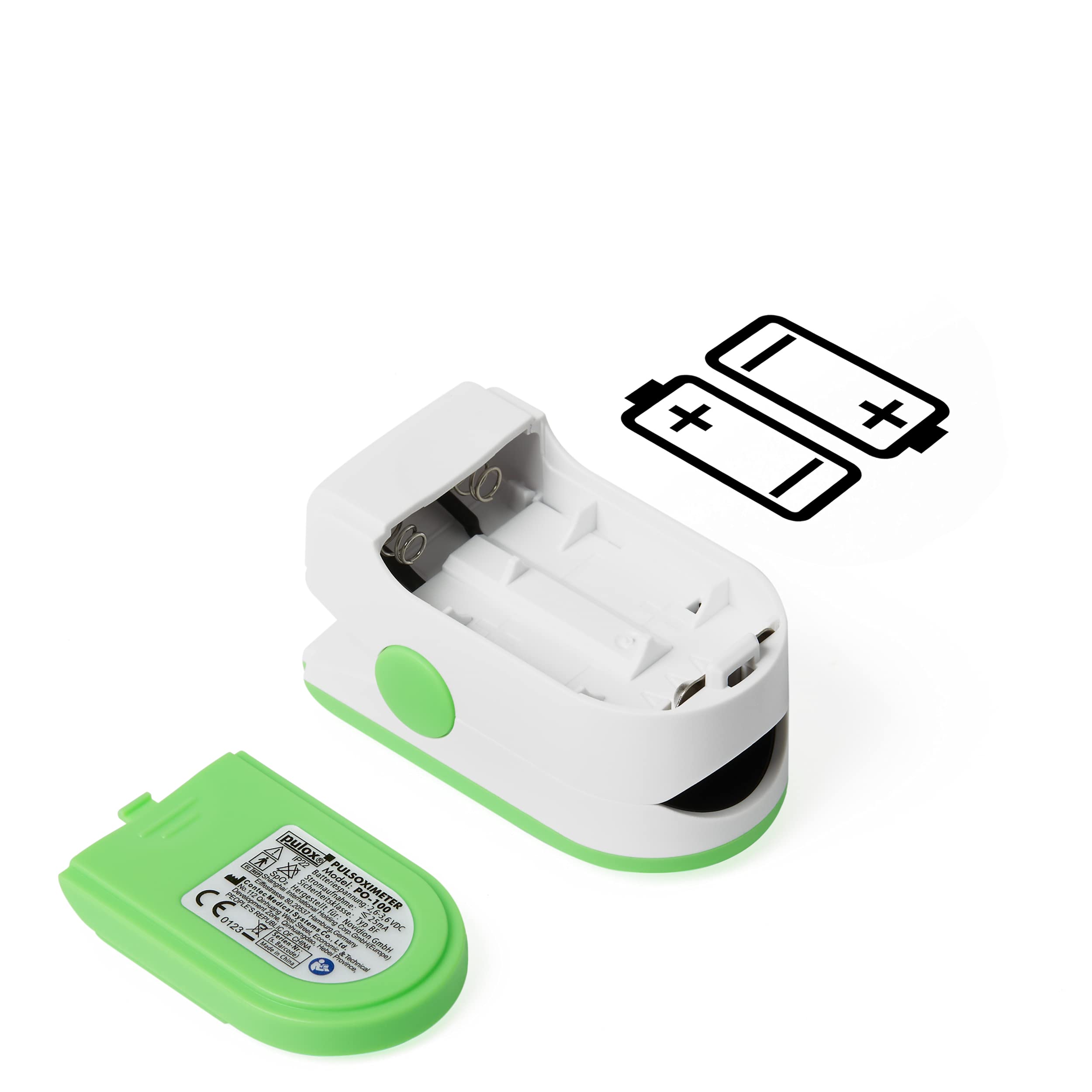 Pulsossimetro Pulox-PO-100 con display a LED saturimetro in colore verde
