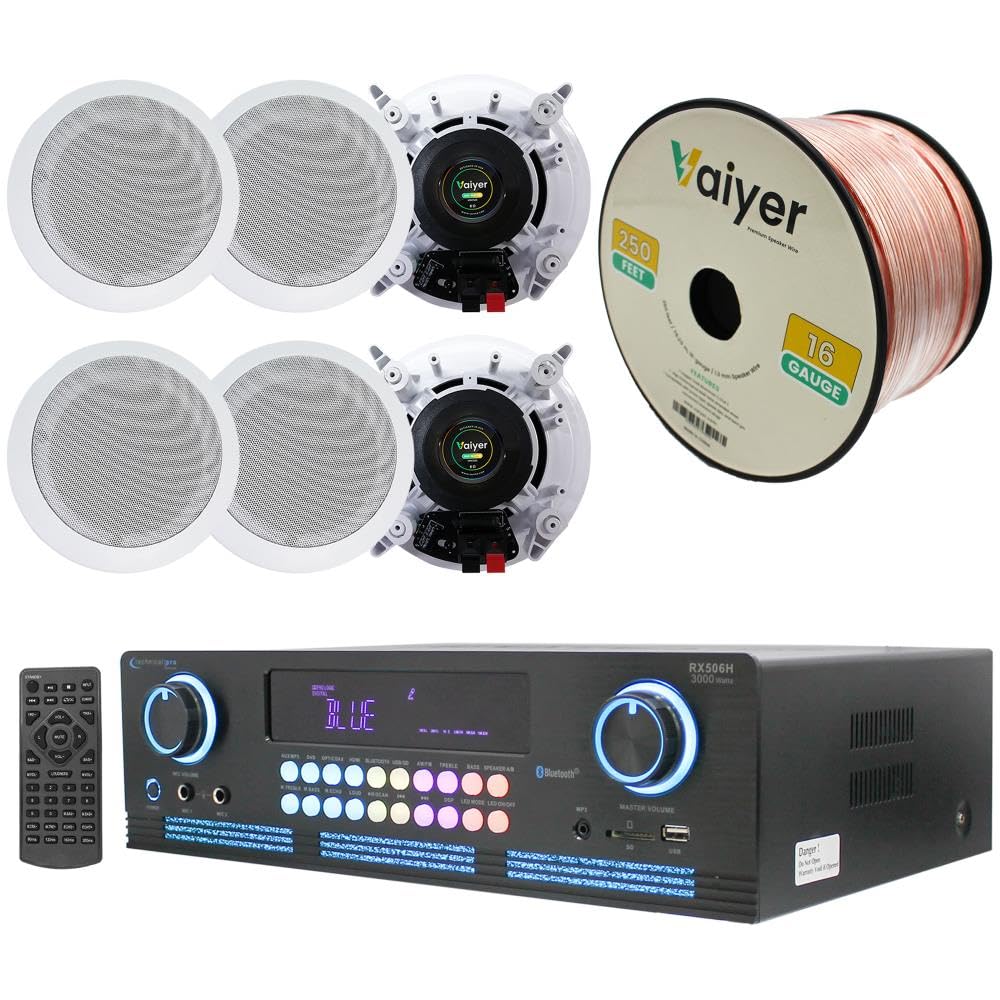 Home Theater System Kit 2000 Watts Bluetooth Amplifier with 6 Qty 5.25