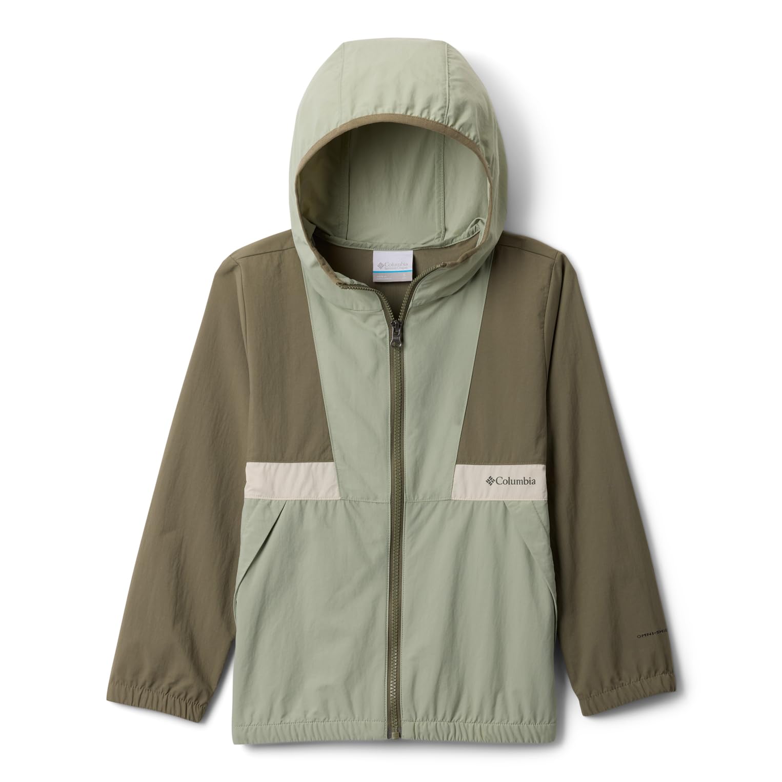Columbia Youth Boys Spire Valley Windbreaker, Lightweight Windbreaker Jacket, Stone Green/Safari/Dark Stone, XL