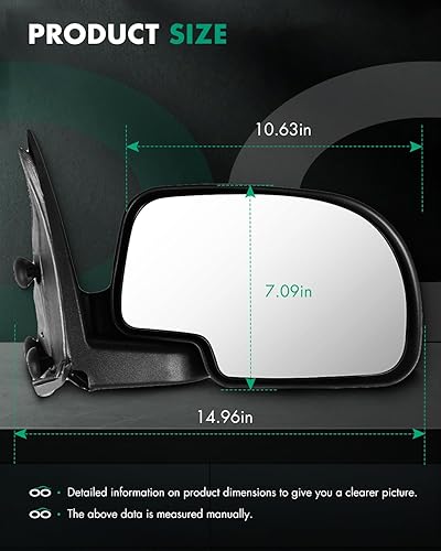 Miniatura 3 de SCITOO Espejo retrovisor lateral del pasajero apto para Chevy, GMC y para Cadillac- Para Silverado Suburban Avalanche Tahoe Sierra para Yukon para