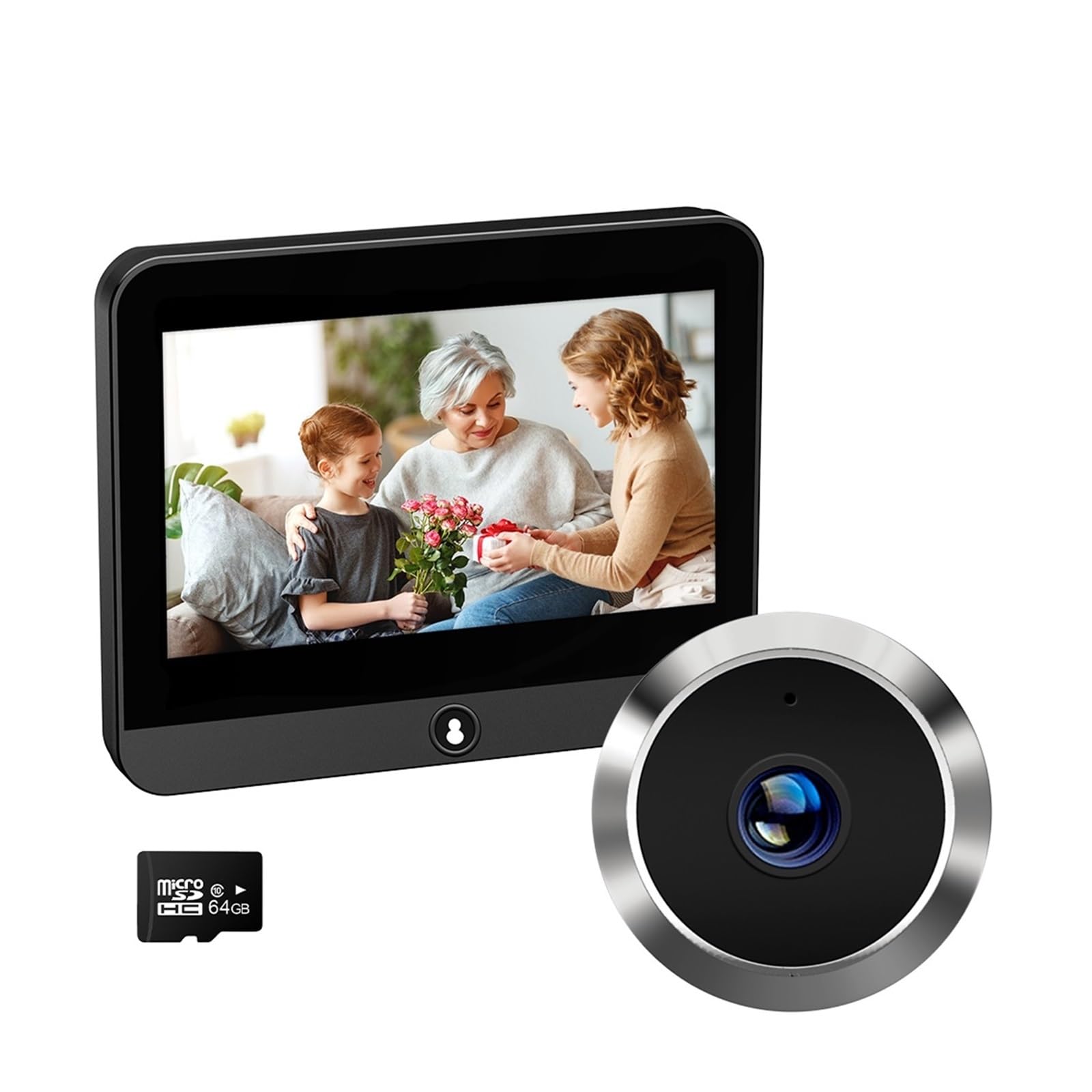 1080P Smart Tuya 2.4G WiFi Mini kamera ochrony Radar mikrofalowy wykrywanie ludzi cyfrowy wizjer drzwi bezprzewodowy dzwonek do drzwi dla domu (Size : Door Camera 64G)