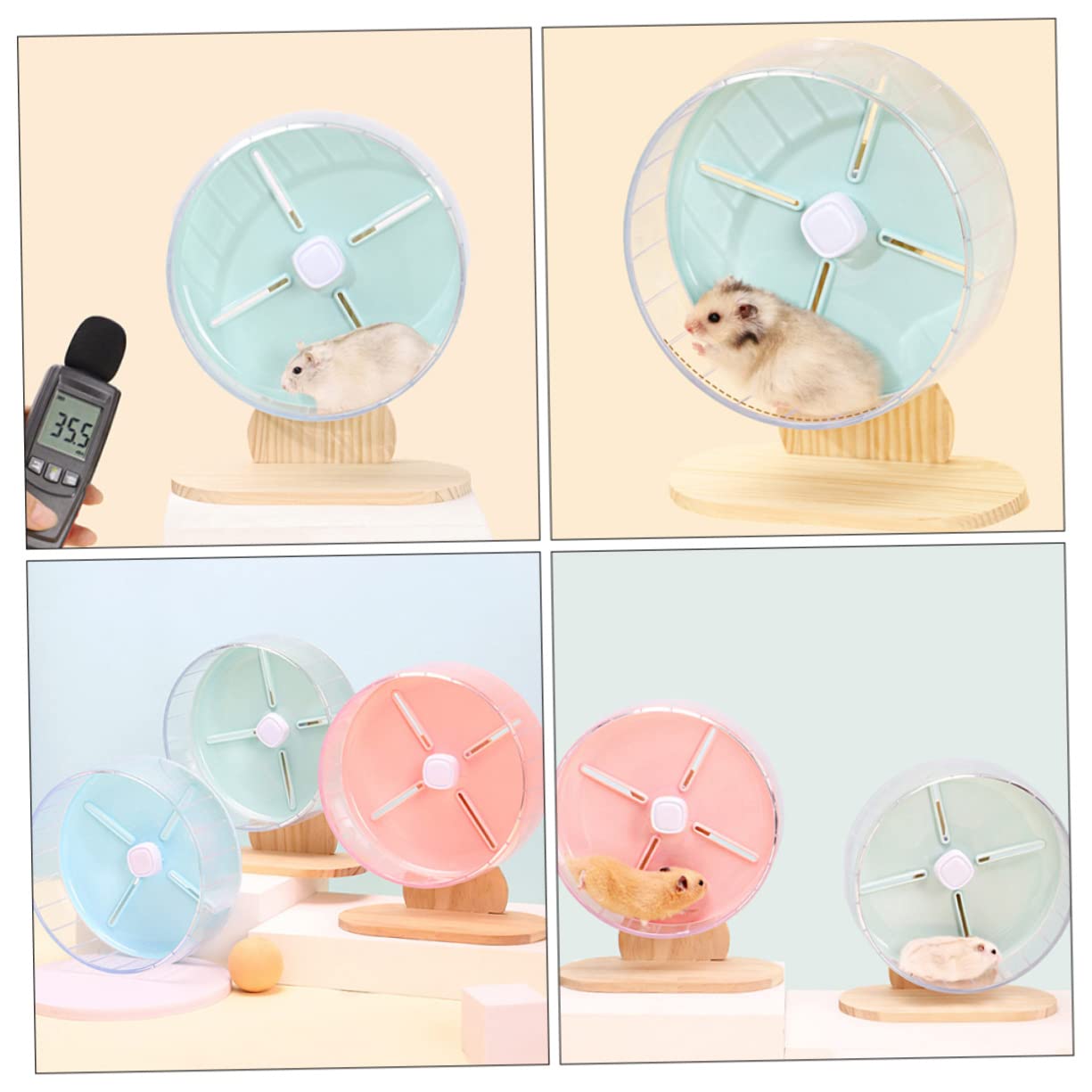 FRCOLOR Rueda para hámster de 20 cm de diámetro, Rueda silenciosa para Mascotas, Base Estable, Juguete de Actividad de Color para Mascotas