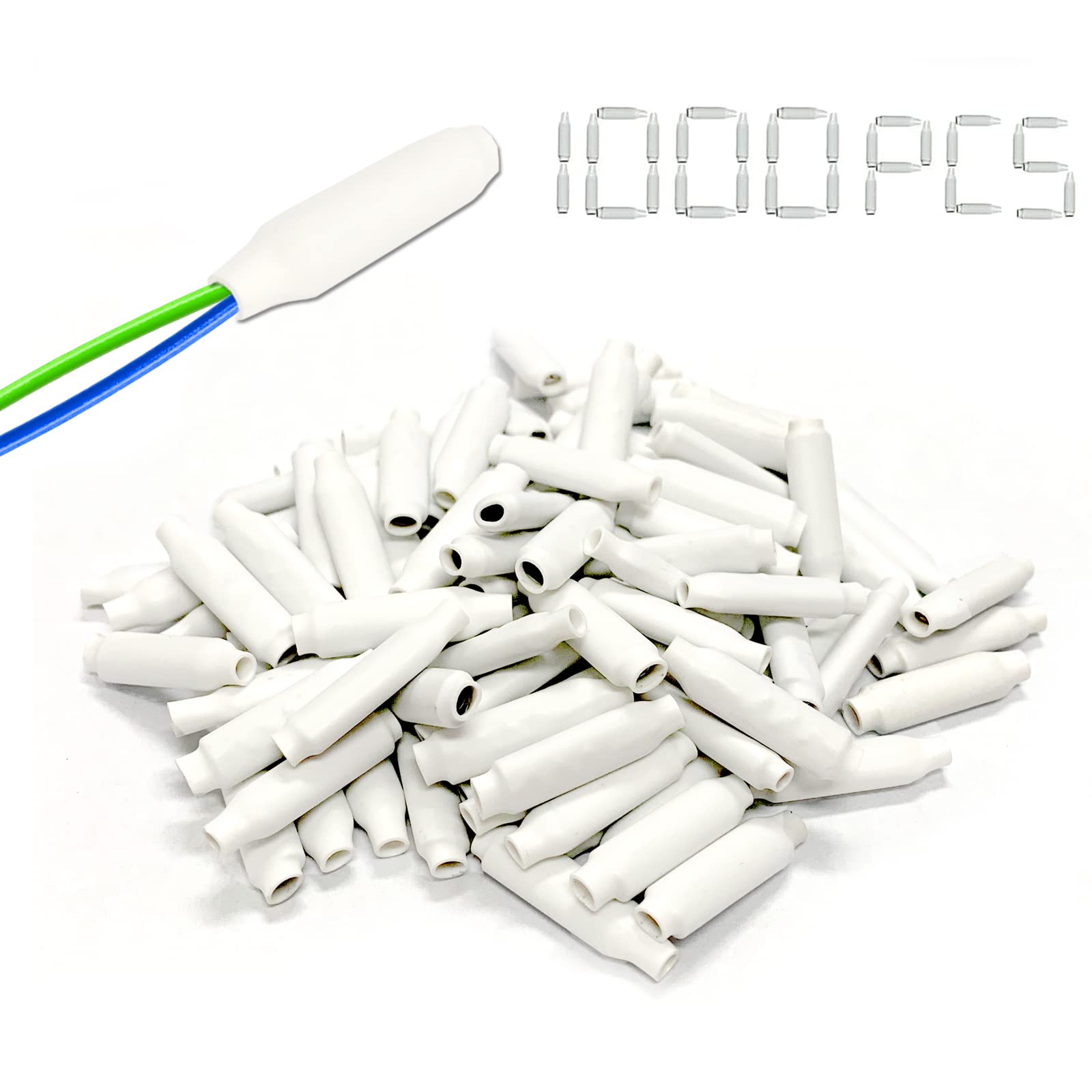 QIYAT - Conectores B secos para cables de empalme tipo frijol para bajo voltaje, color blanco (1000 unidades)
