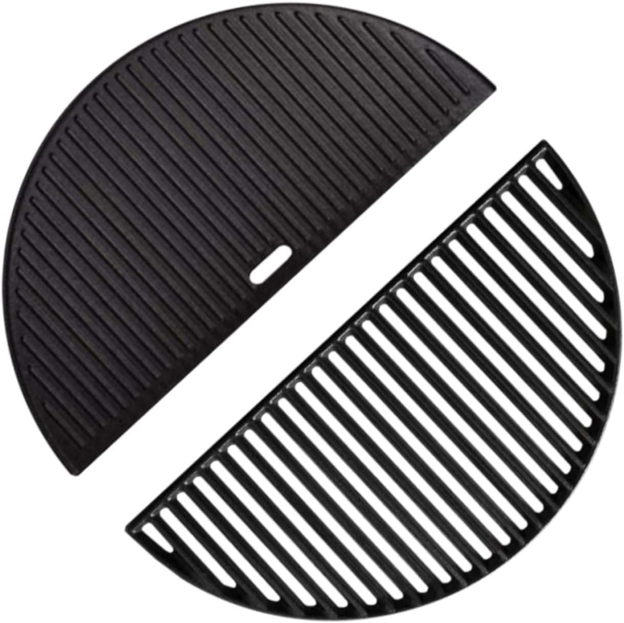 18" Cast Iron Grid Grate Reversible Griddle Replace For Large Big Green Egg, Kamado Joe Classic I II III series, Vision, Stand-Alone and other round 18" charcoal grills