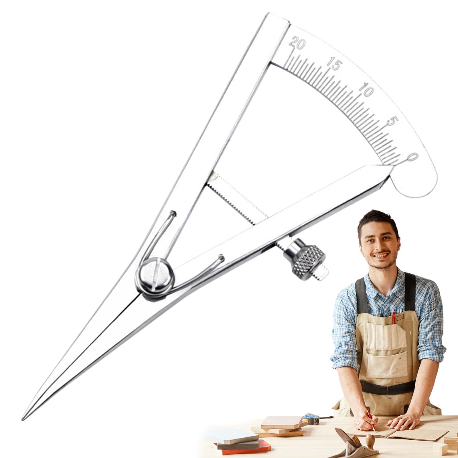 Mini Edge Press, Precision Spring Wing Divider Spacing Compass, Stainless Steel Leather Craft Tool, Marking Gauge Adjustable High Polished Edge Creaser for Metalworking Geometry, 3.35 Inhes