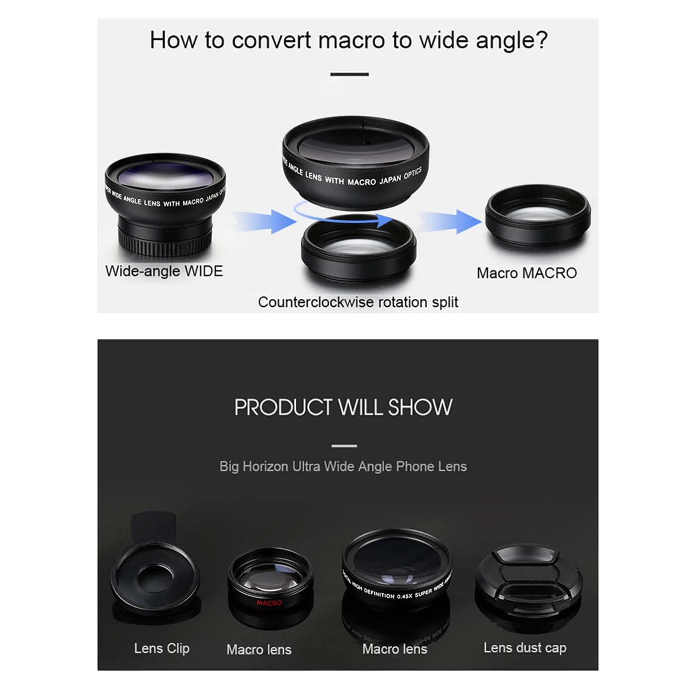 Amazon | スマホレンズ クリップ式 0.45X広角レンズ マクロレンズ