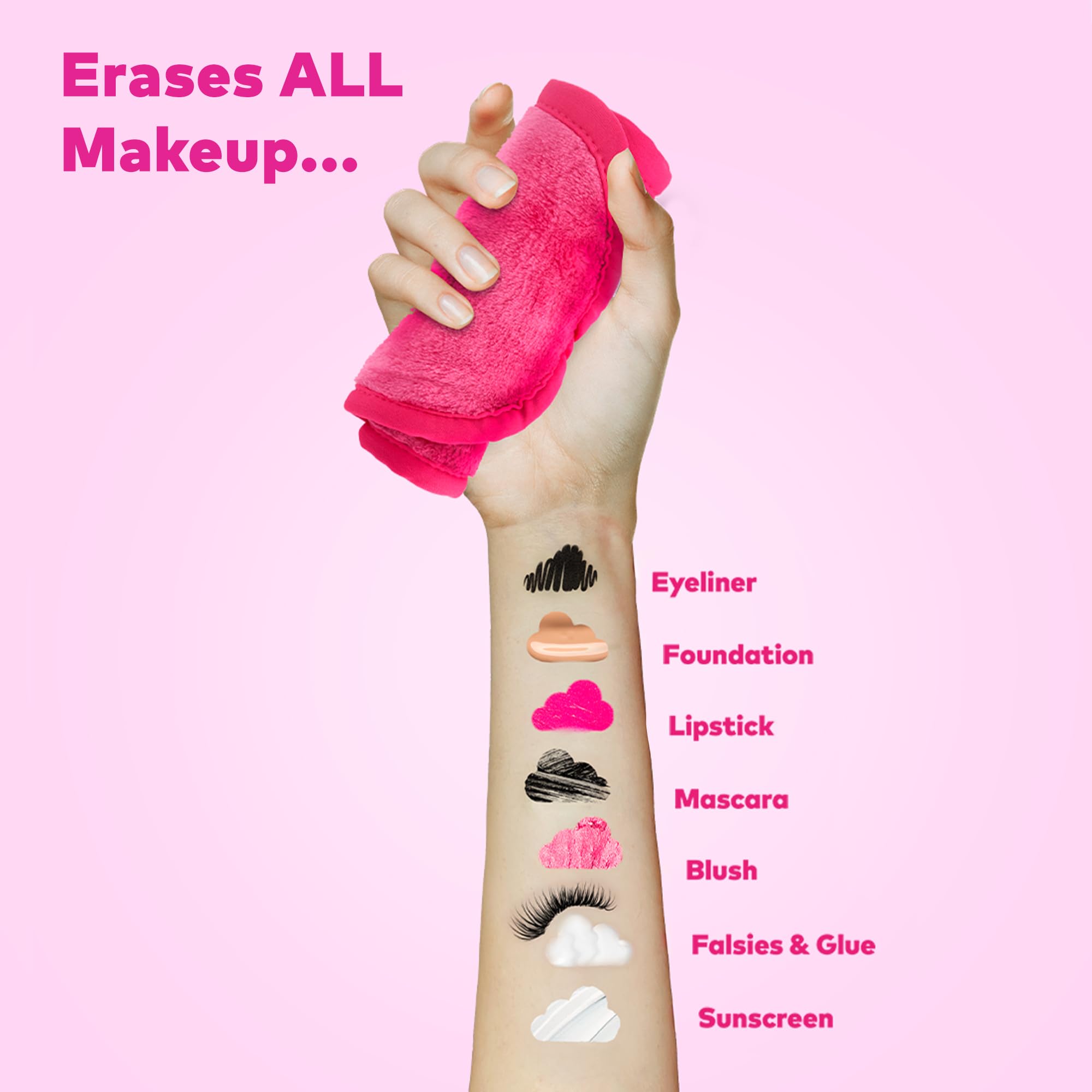 Makeup Eraser The Original Mini PRO, All With Just Water, Including Waterproof Mascara, Eyeliner, Foundation, Lipstick, Sunscreen and More! Original Pink, 1ct.