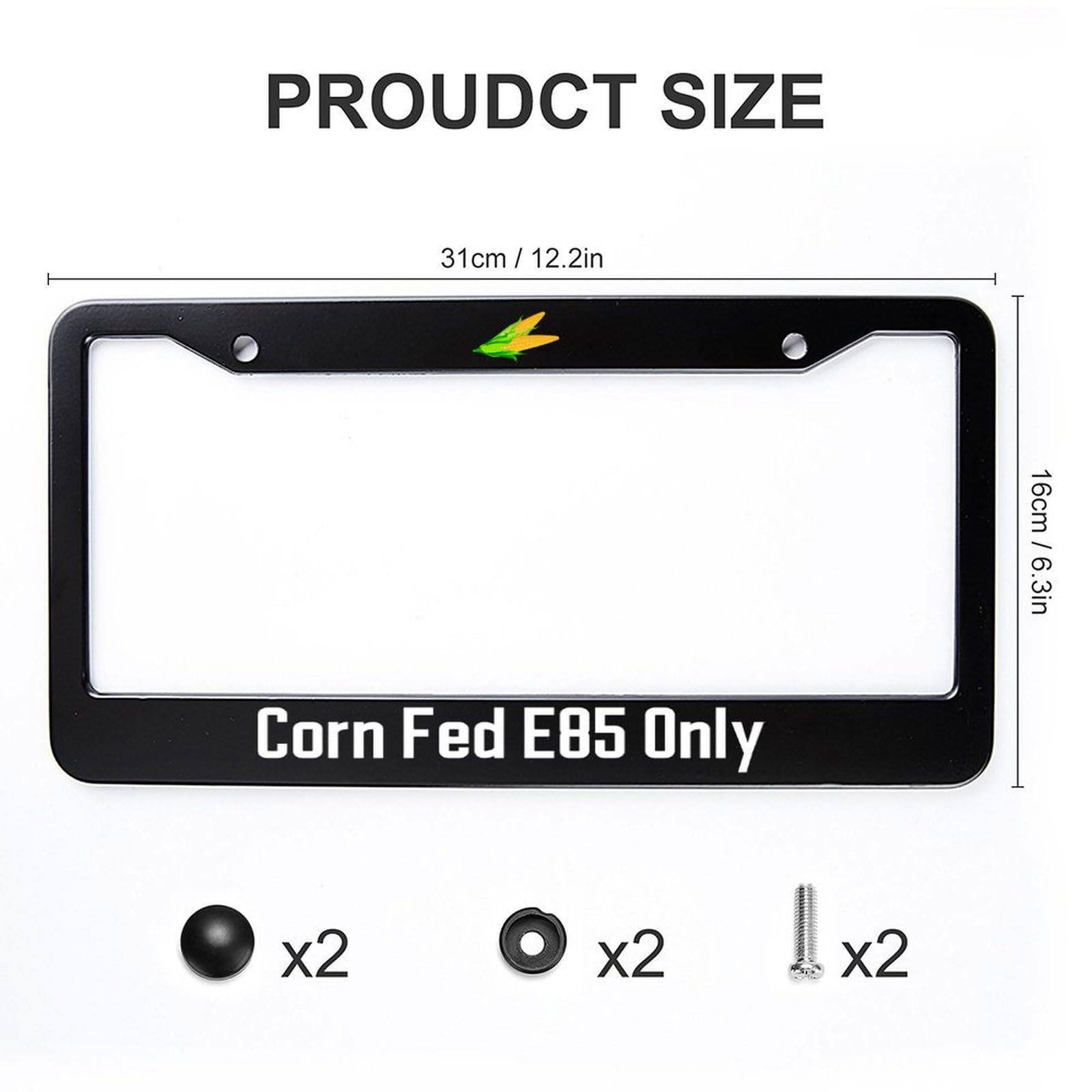 Corn Fed E85 Only License Plate Frame Stainless Steel License