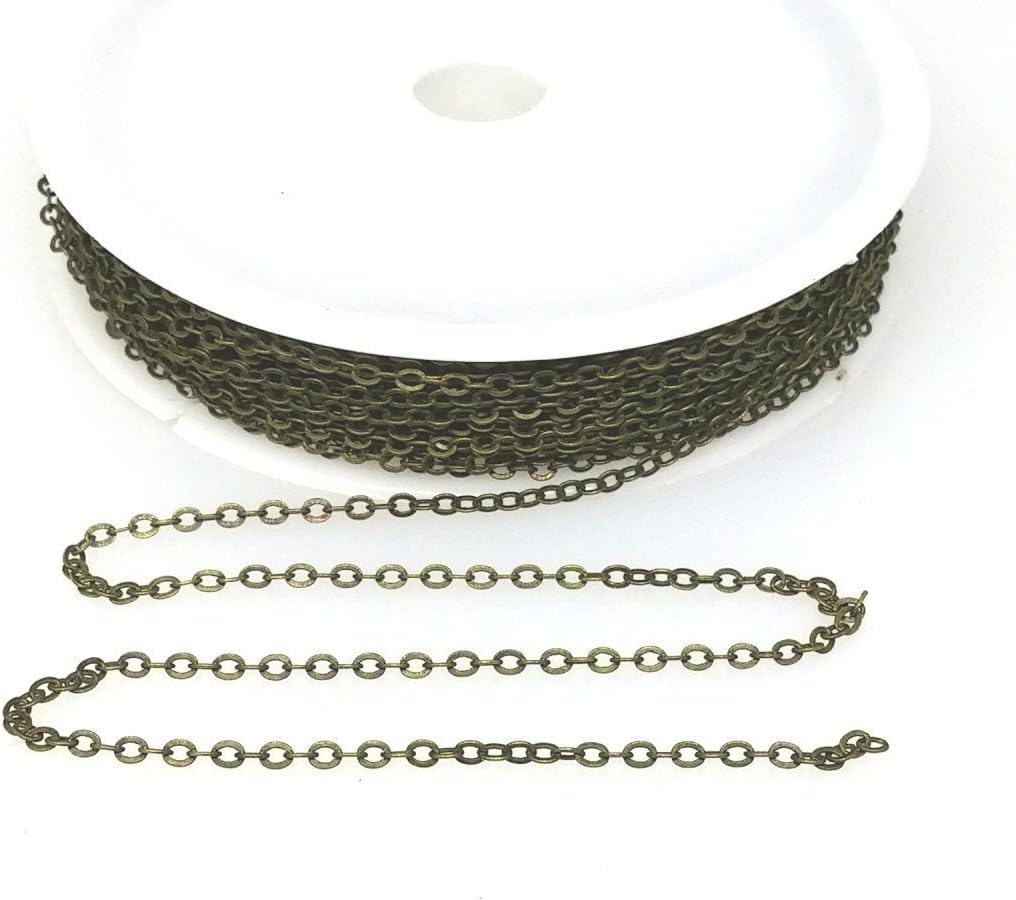 BeadsAndCrafts 32 Feet Pack, 7 Colors Available, Small Link Chain 2.1x1.7mm Dangling Chain, Bronze Plated Brass