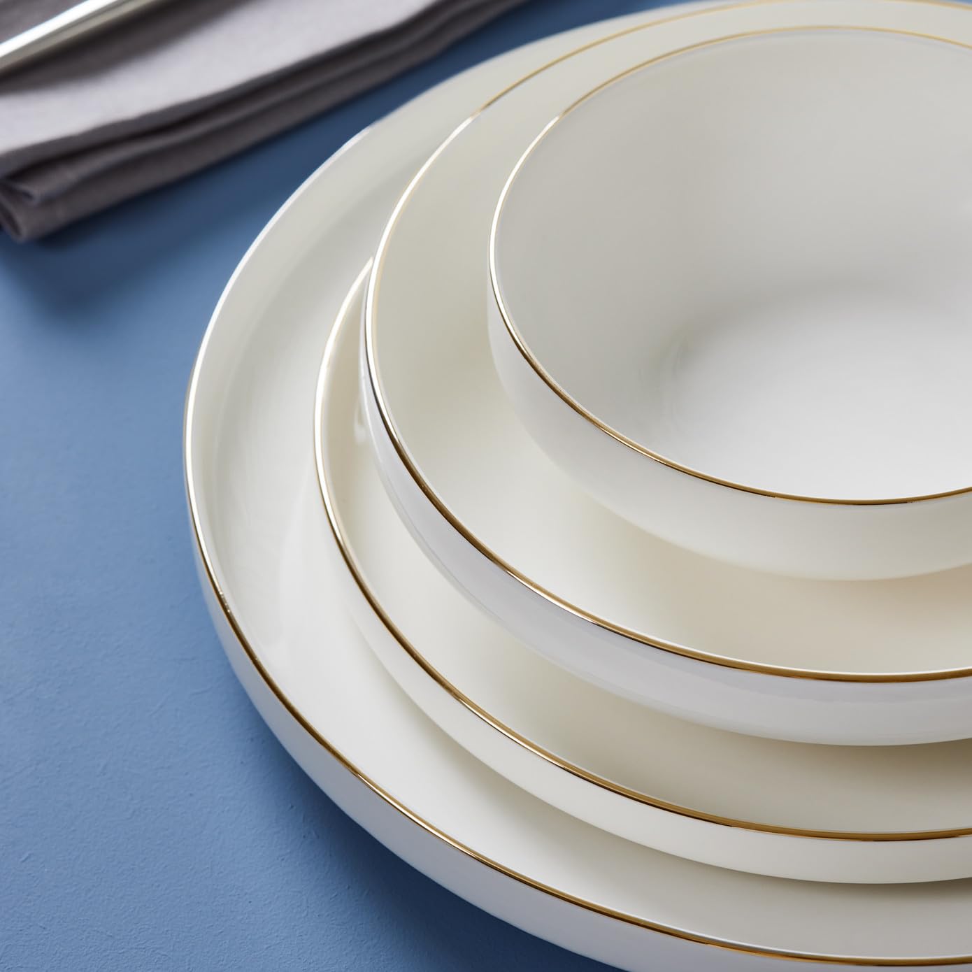 Karaca Streamline New Saturn Gold Service de Table 24 Pièces, 6 Personnes