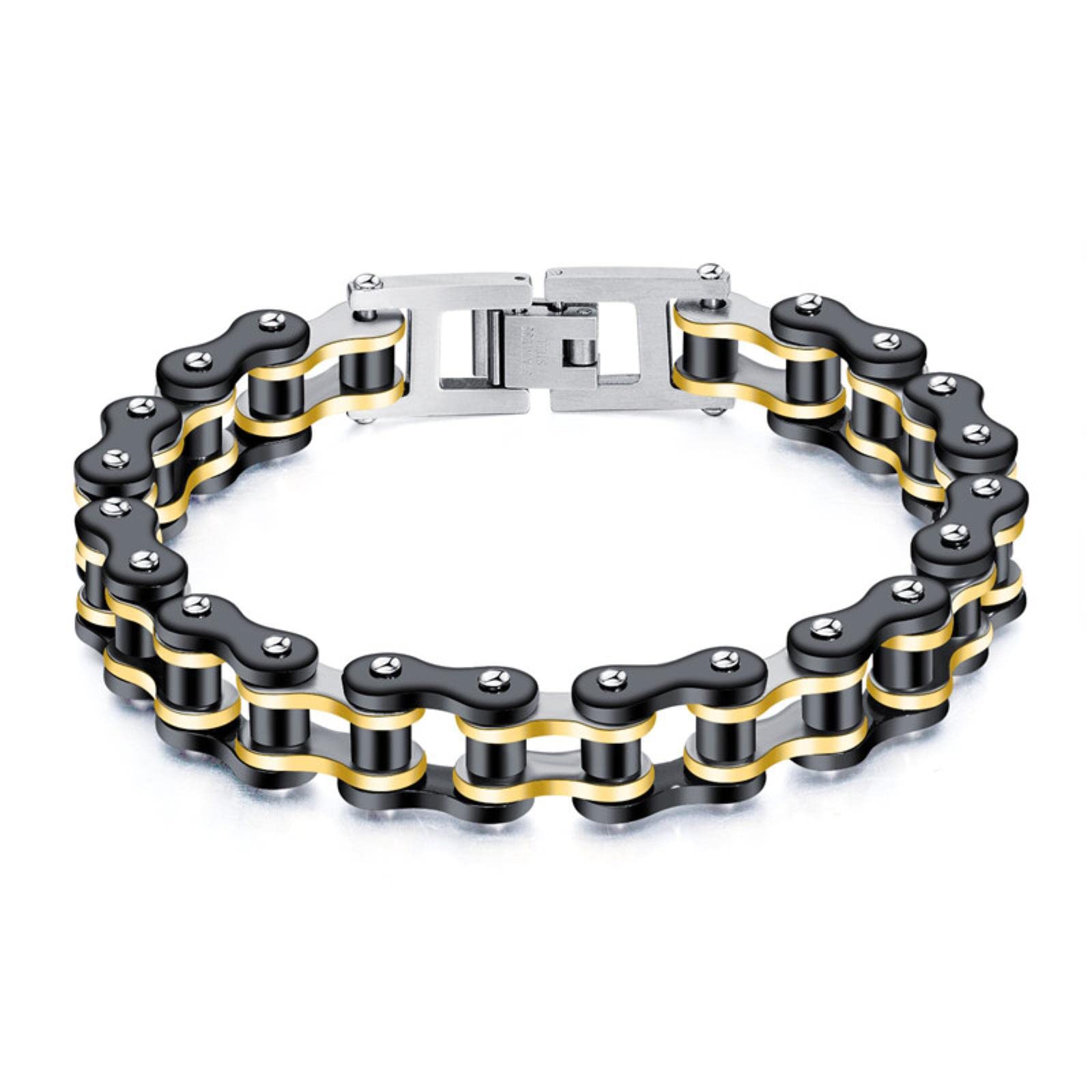 Cupimatch Herren Armband Edelstahl – Fahrradkette-Design Mit Kohlefaser & Magneten