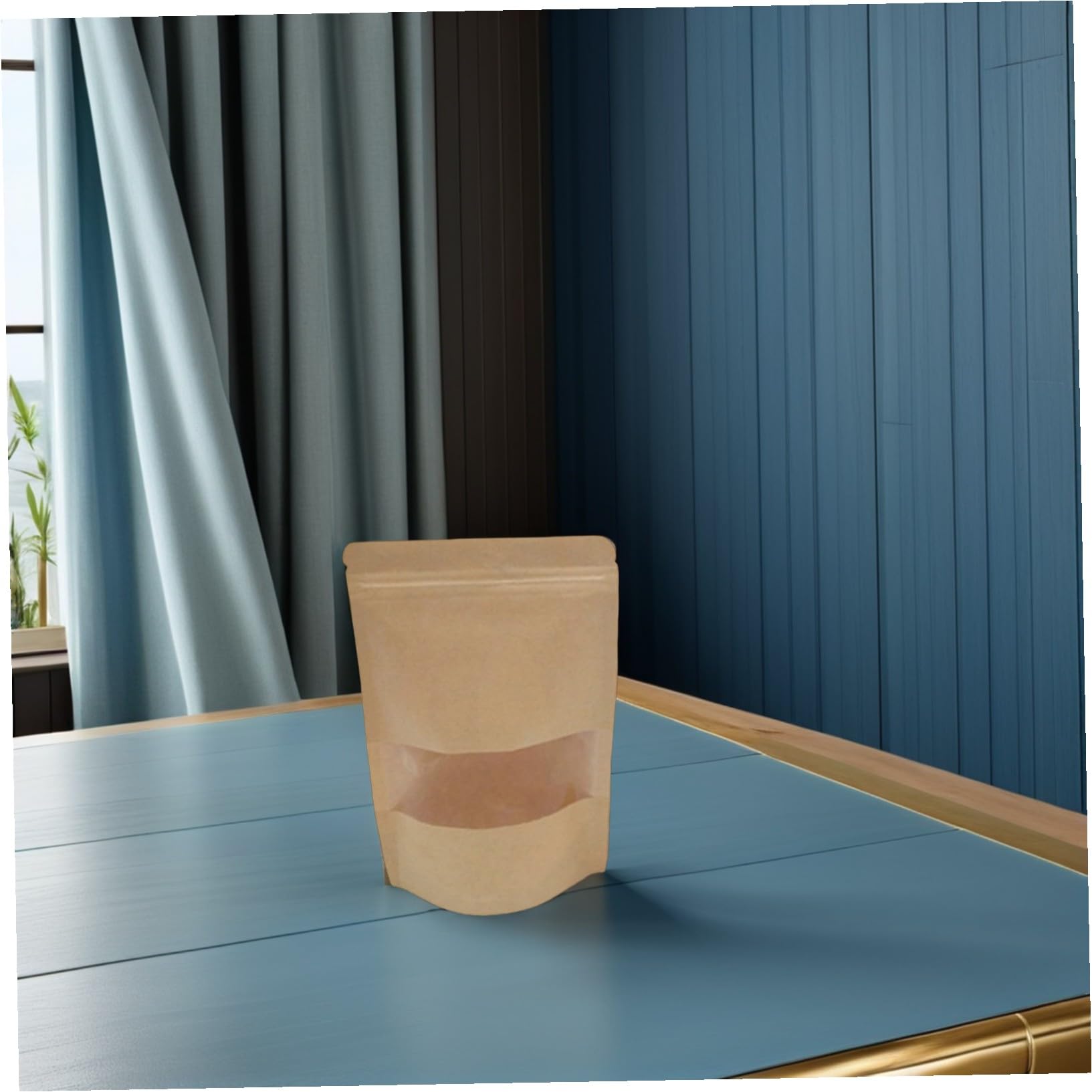 CALLARON 50pièces Sacs Emballage Alimentaire Papier Kraft avec Fenêtre et Fermeture Éclair pour Fruits Secs Noix Thé Séché Biscuits et Pâtisseries