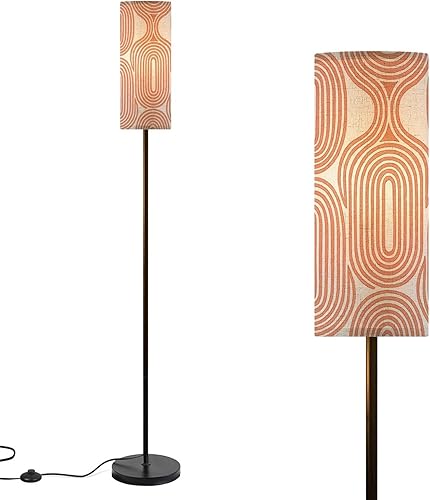 Miniatura 10 de Modern Floor Lamps for Living Room Mid Century Geometric Abstract Simple Shapes Scandinavian Standing Lamps with Linen Lampshade Tall Lamp Metal