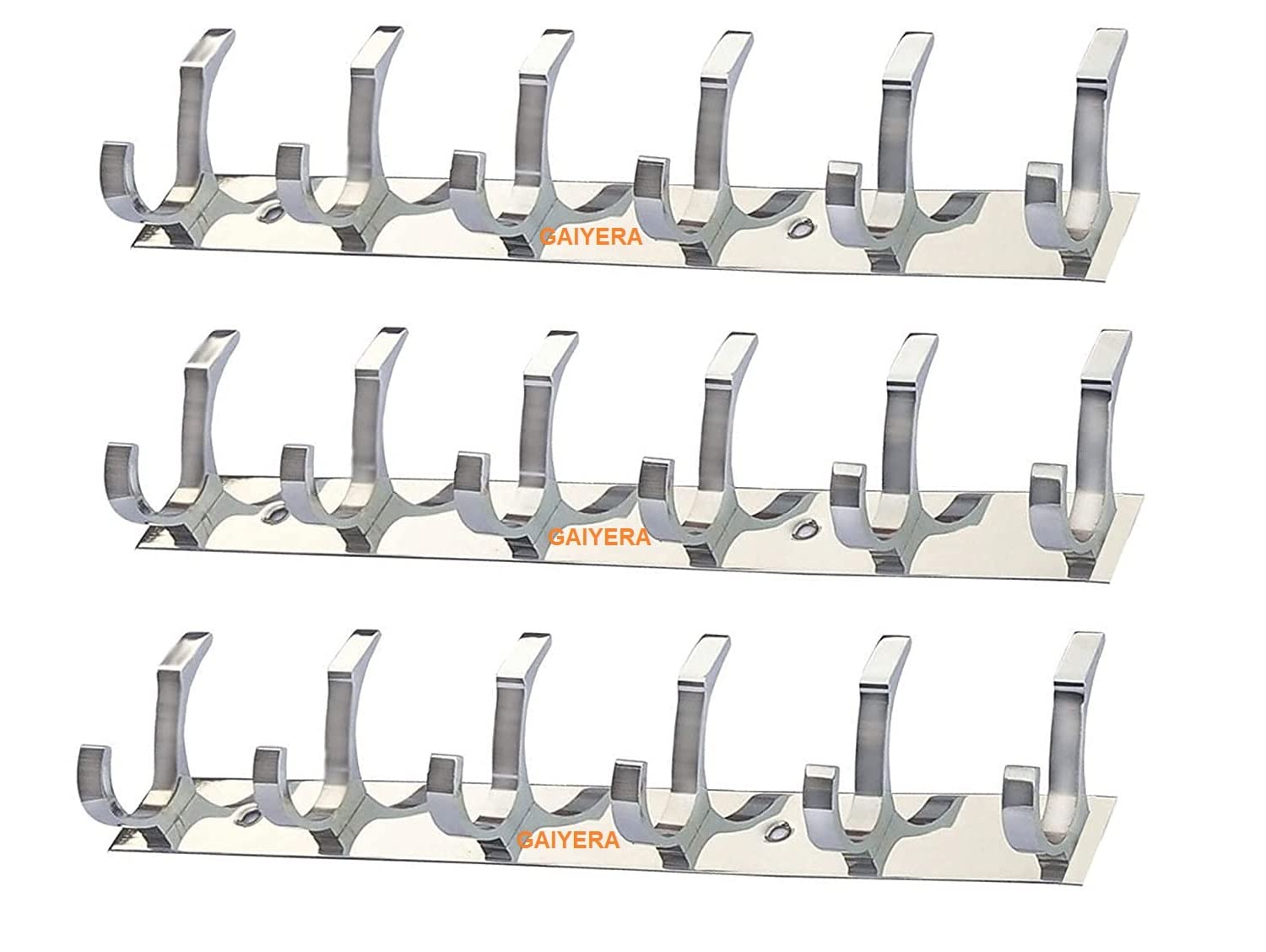GAIYERA Pack of 3 Stainless Steel SC-Premium Dual Edge -6 PIN Cloth Hanger Bathroom Wall Door Hooks, Silver Section (B09LMKCRSL) Amazon Price History, Amazon Price Tracker