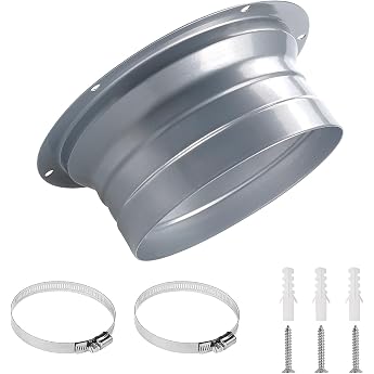 Exhaust Hose Adapter Flange Metal 150 mm Exhaust Pipe Adapter Air Conditioning Hose Adapter Ventilation Pipe Pipe Connector with Hose Clamps Wall Flange for Air Conditioning Ventilation System