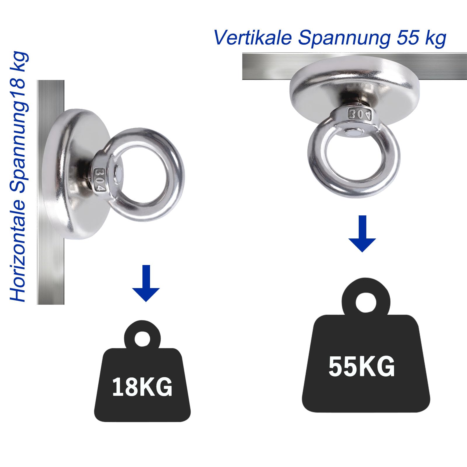 6 Stück Neodym Magnete Extra Stark 55kg,36MM Angelmagnet Stark mit Loch,Neodym Magnet Groß mit Heberinge und Schrauben,Magnet sehr Stark für Magnetfischen Camping Industrie Magneten Kreuzfahrt