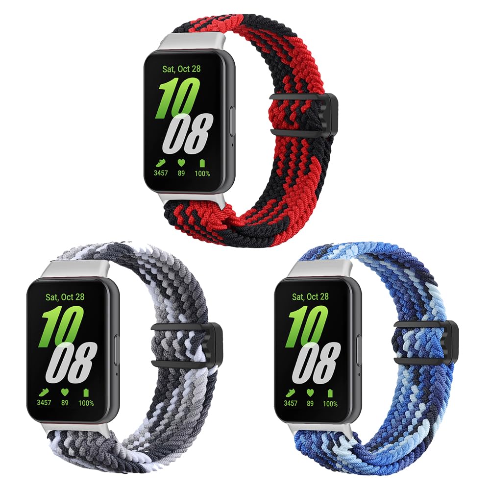 SMYAOSI Nylon Magnética Correa Compatible con Samsung Galaxy Fit 3 SM-R390, Correa Elástica Deportiva de Trenzado Ajustable Correas para Samsung Galaxy Fit 3 SM-R390