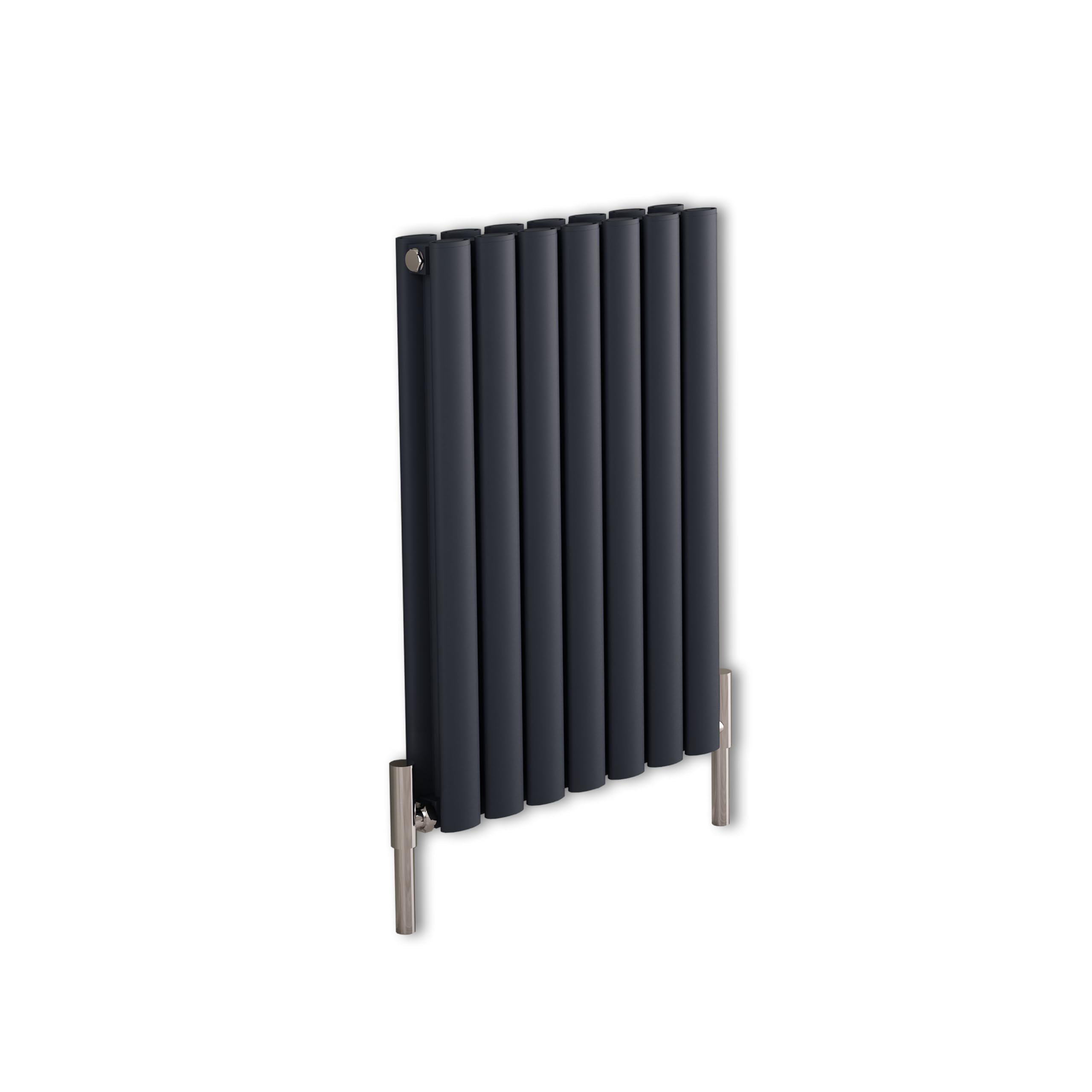 MILANO Anthracite Horizontal Double Oval Panel Aluminium Radiator 600470mm