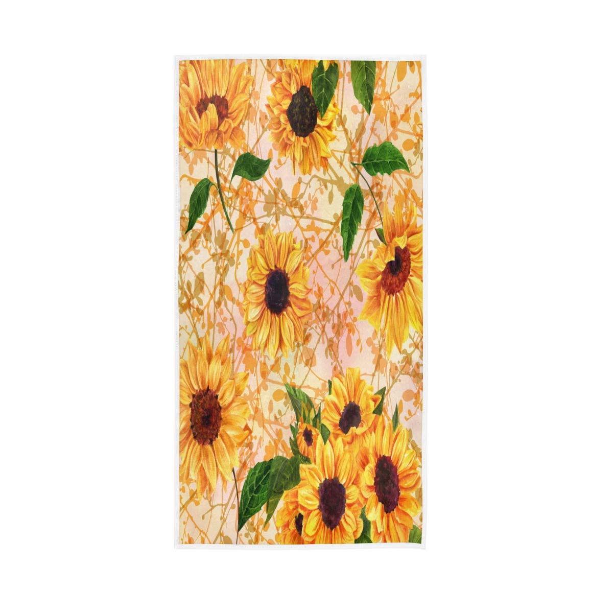 HUYGD Hand Towels Cotton Floral Flower Sunflower Soft Towel Multipurpose Bathroom Beach Towel for Home Kitchen Swim Spa Gym, 30x15 inch