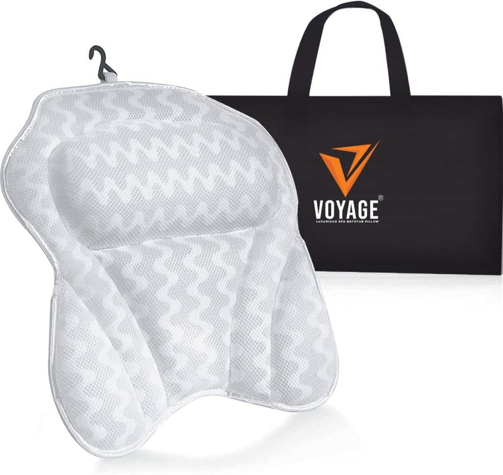 VOYAGE Bath Pillow for Bathtub, Bathtub Pillow, Back Support Pillow, SpaCushion- 4D Air Mesh Technology with 6 Non-Slipping Strong Suction Cups - Neck Support Pillow for Sleeping, Soft & Quick Dry