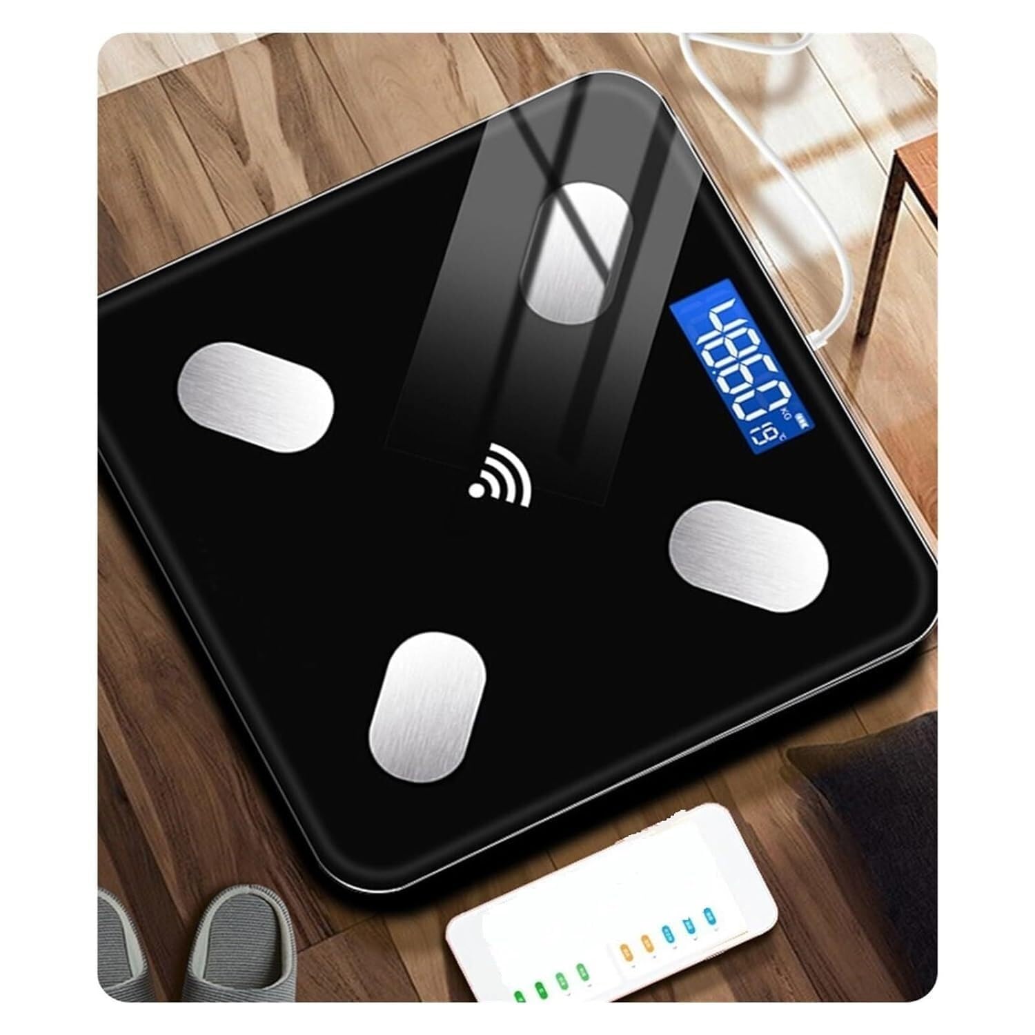 Cyfrowa Waga Waga Łazienkowa Elektroniczna Waga Solarna Waga Waga Wielofunkcyjna Waga Do Pomiaru Tkanki Tłuszczowej Waga łazienkowa(White)