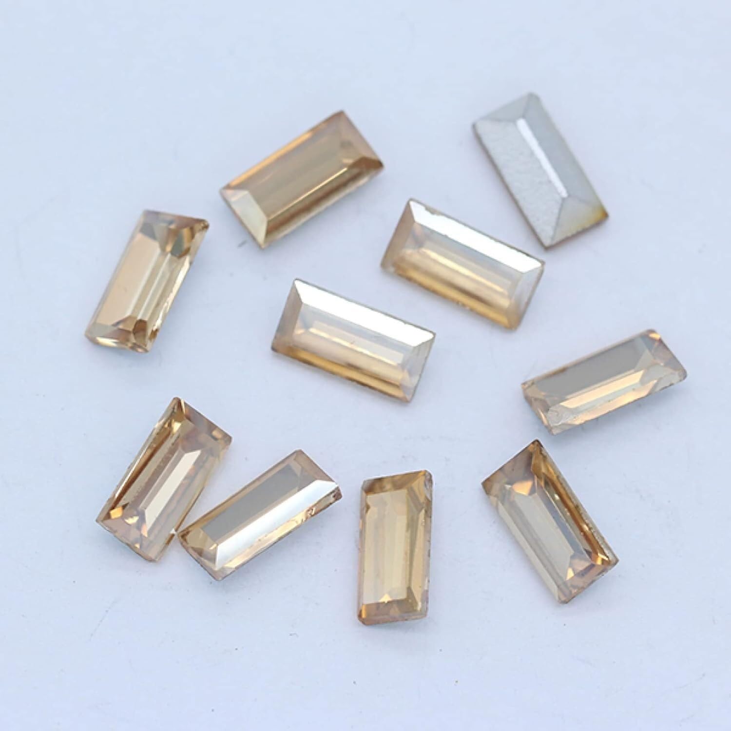 Cyrkonie, Kolory Prostokąt Punkt Folia Tylna Szkło Kamień Fasetowany Kryształ Cyrkonie Sztuka Paznokci Dekoracja DIY Biżuteria Robienie Koralików(Gold,3x7mm 20pcs)