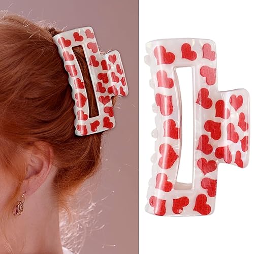 Pinzas para el cabello con forma de corazón, pinzas para el día de San Valentín, diseño de corazón rojo, exquisitos pasadores para cabello grueso,