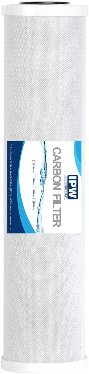 20" Full FLow Coconut Shell Water Filter Cartridge | Activated Carbon Block CTO | Whole House 5 Micron | Compatible with EPM-20BB, CB-BB-20, 155783-43, FC25B, 32-450-20-GREEN; CBC-20BB