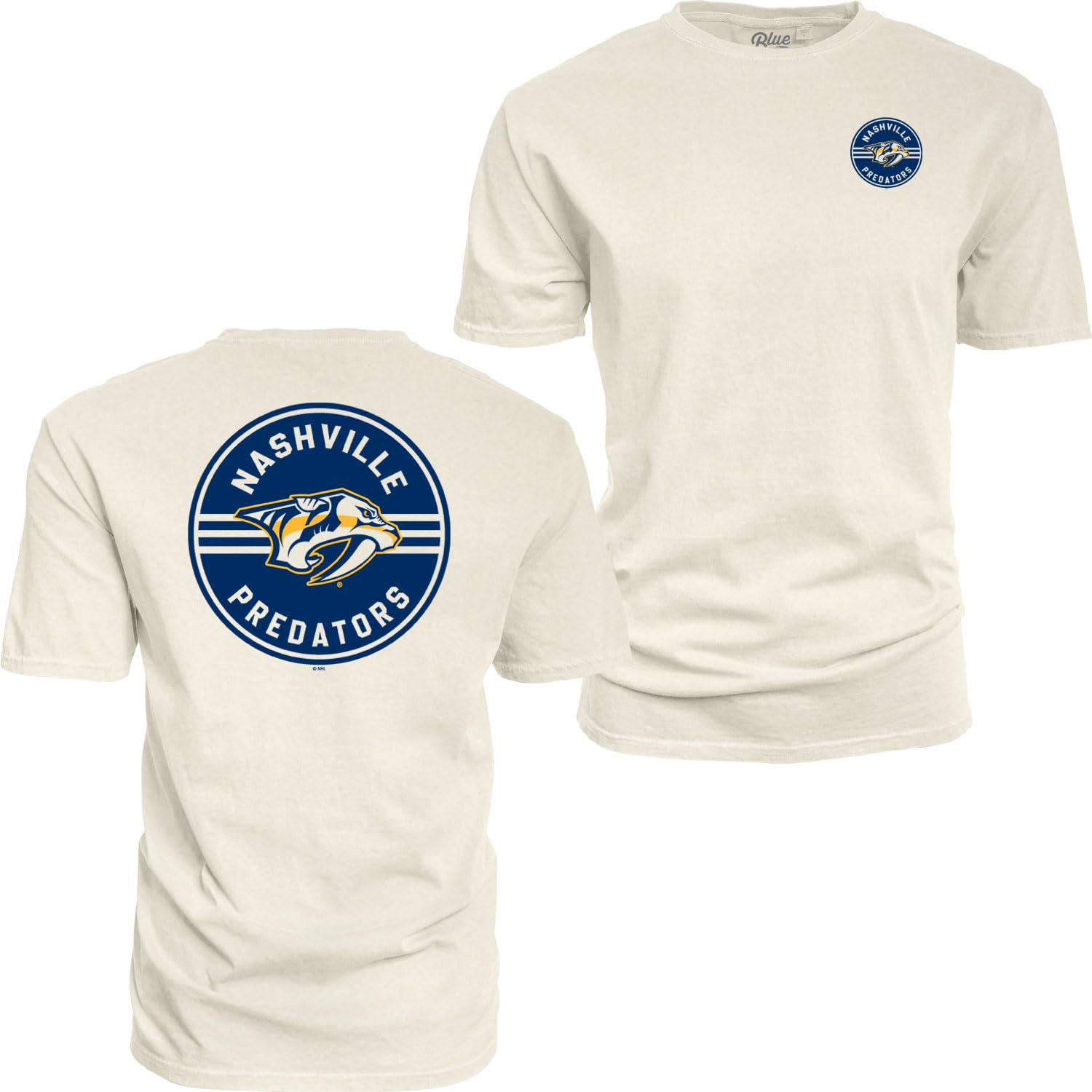 Blue 84 Officially Licensed NHL Ring Spun Front/Back T-Shirt Ivory, Ivory White, L
