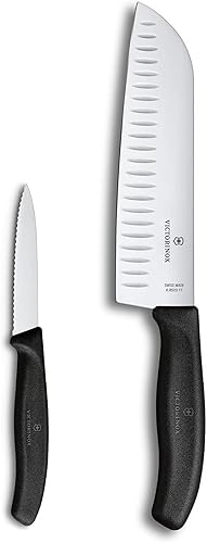 Victorinox Swiss Classic Santoku - Juego de 2 cuchillos de pelar, color negro