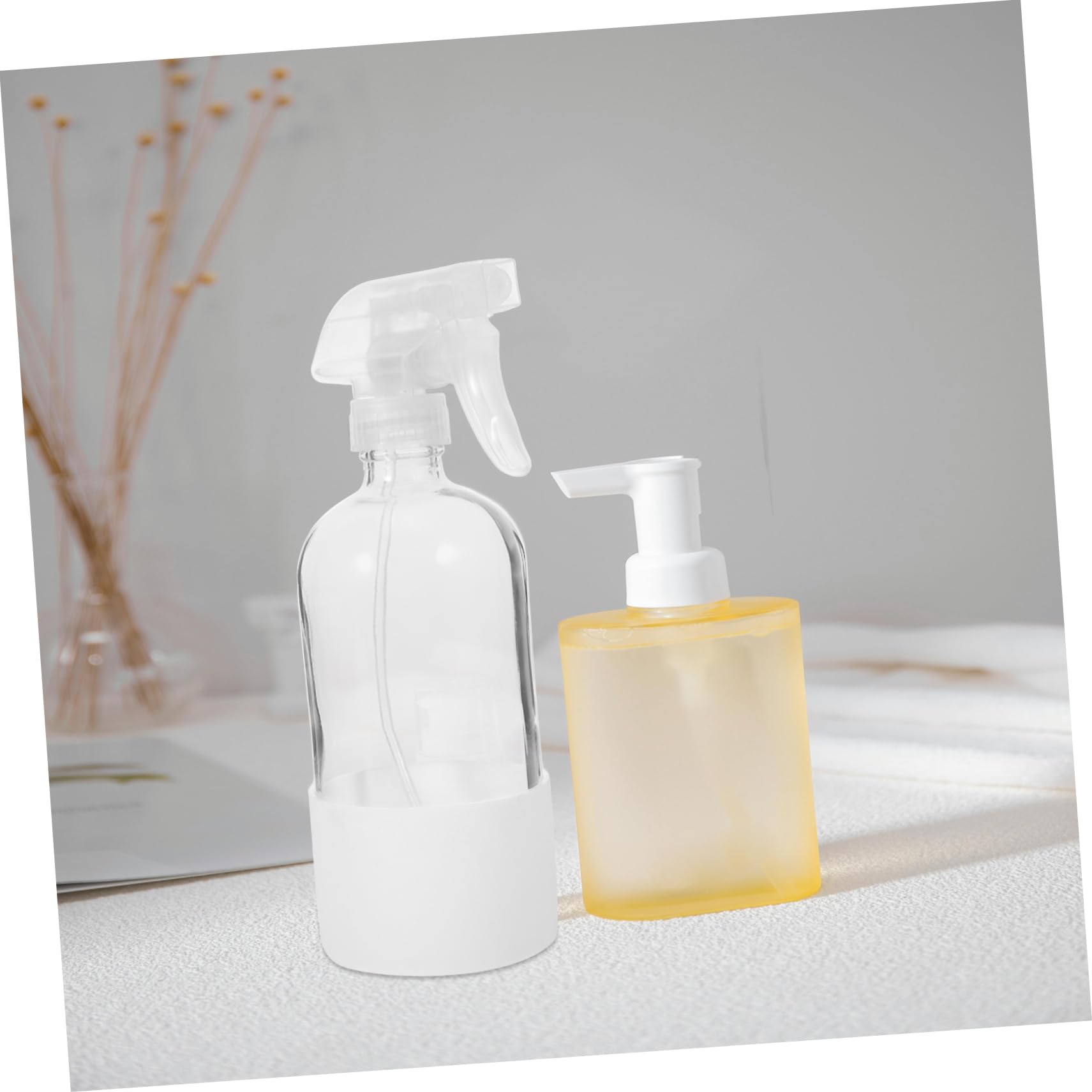 Vaporisateur à Brume Fine 500ml en Verre, Flacon Pulvérisateur Blanc