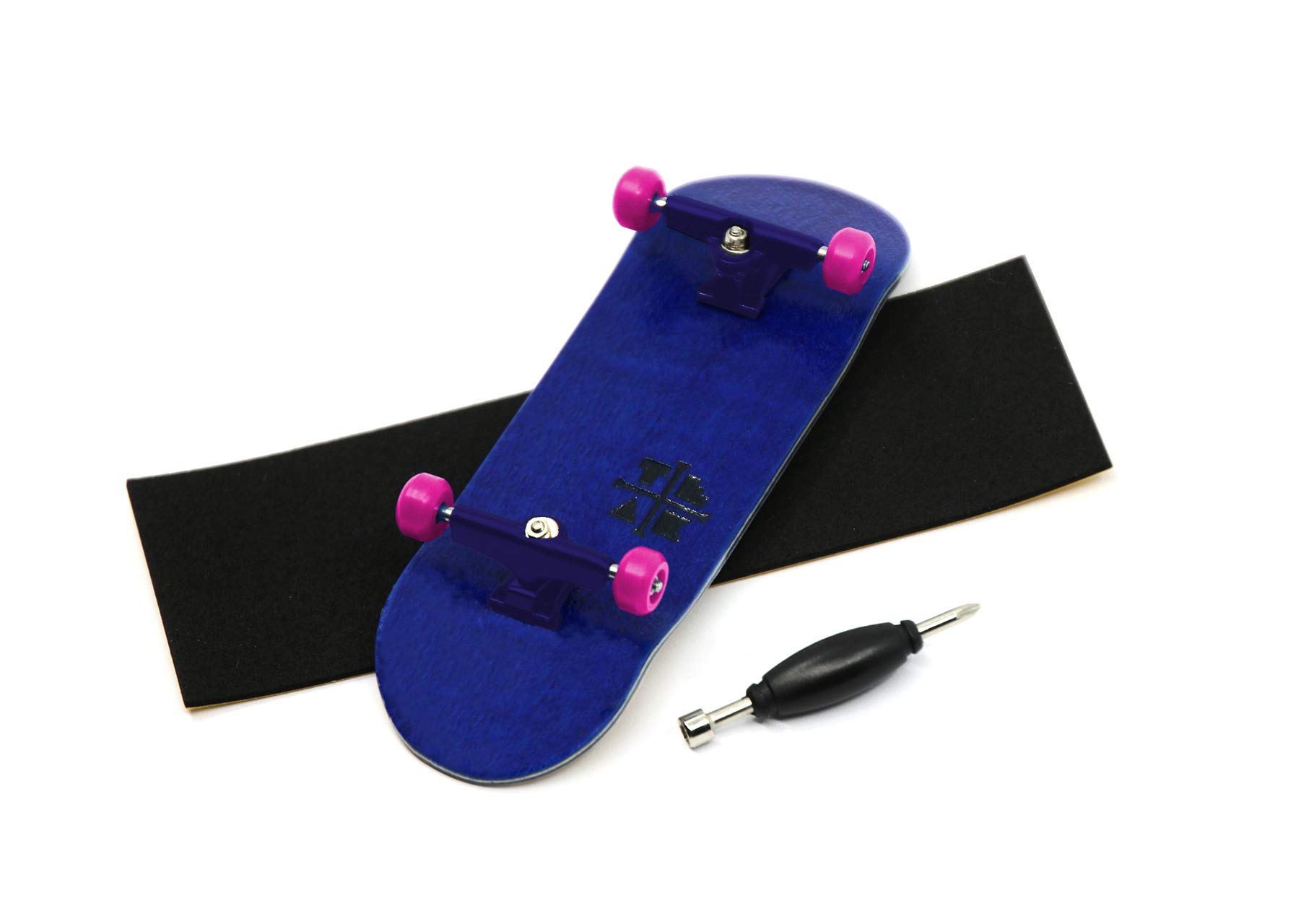 Teak Tuning32mm PROlific Complete Fingerboard - Blue & Pink | 32mm x 97mm Handmade Maple Wood Deck | Pro Board Shape | Polyurethane Bearing Wheels | O-Ring Tuning