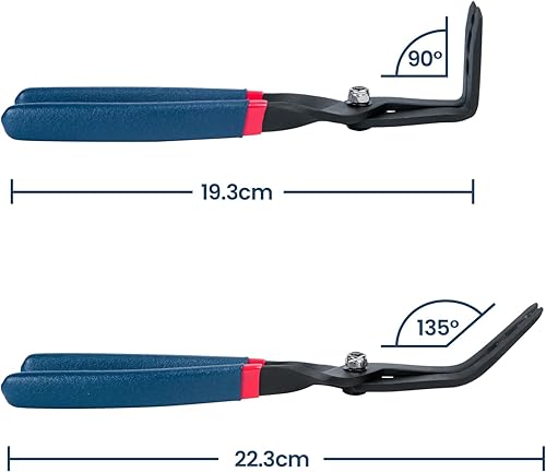 Miniatura 3 de Juego de 2 alicates de herramientas de extracción de clips de 45 y 90 grados, alicates de clip para hebillas de plástico o metal para tapetes