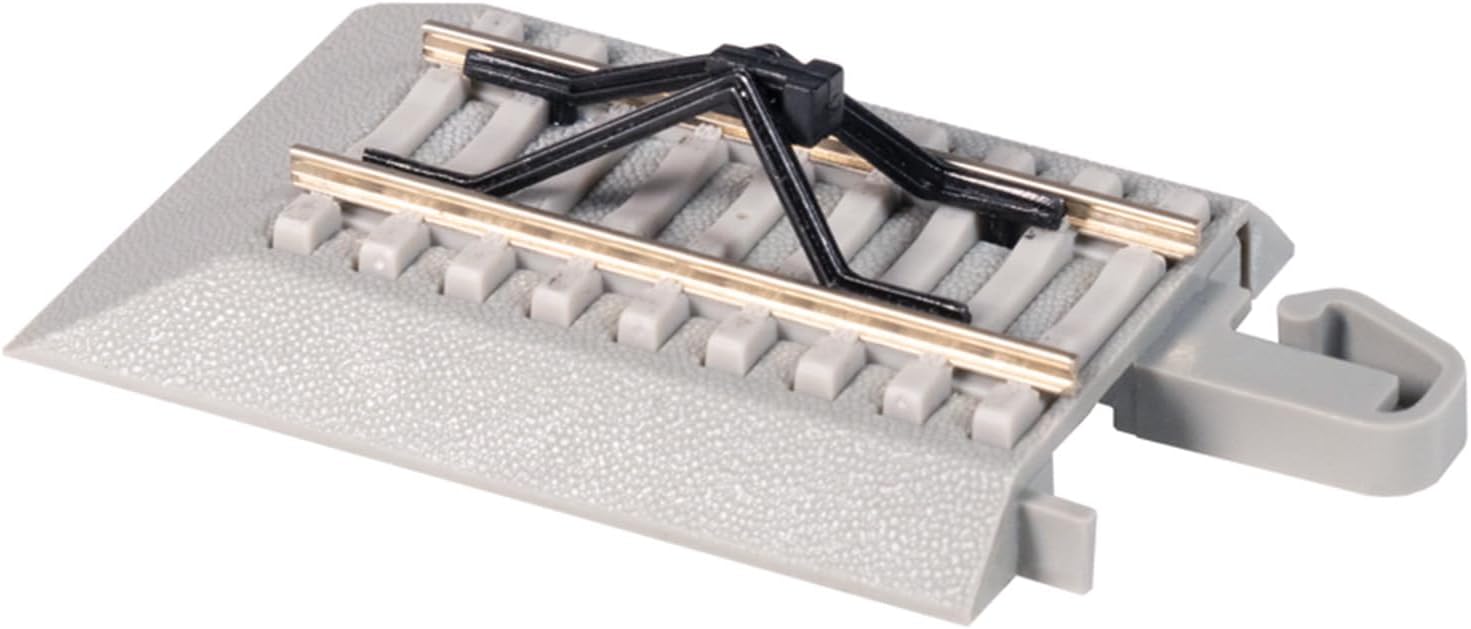 Bachmann Trains - E-Z Track® Nickel Silver Track with Concrete Ties ON Gray Roadbed - Hayes Bumpers (2/Card) - HO Scale