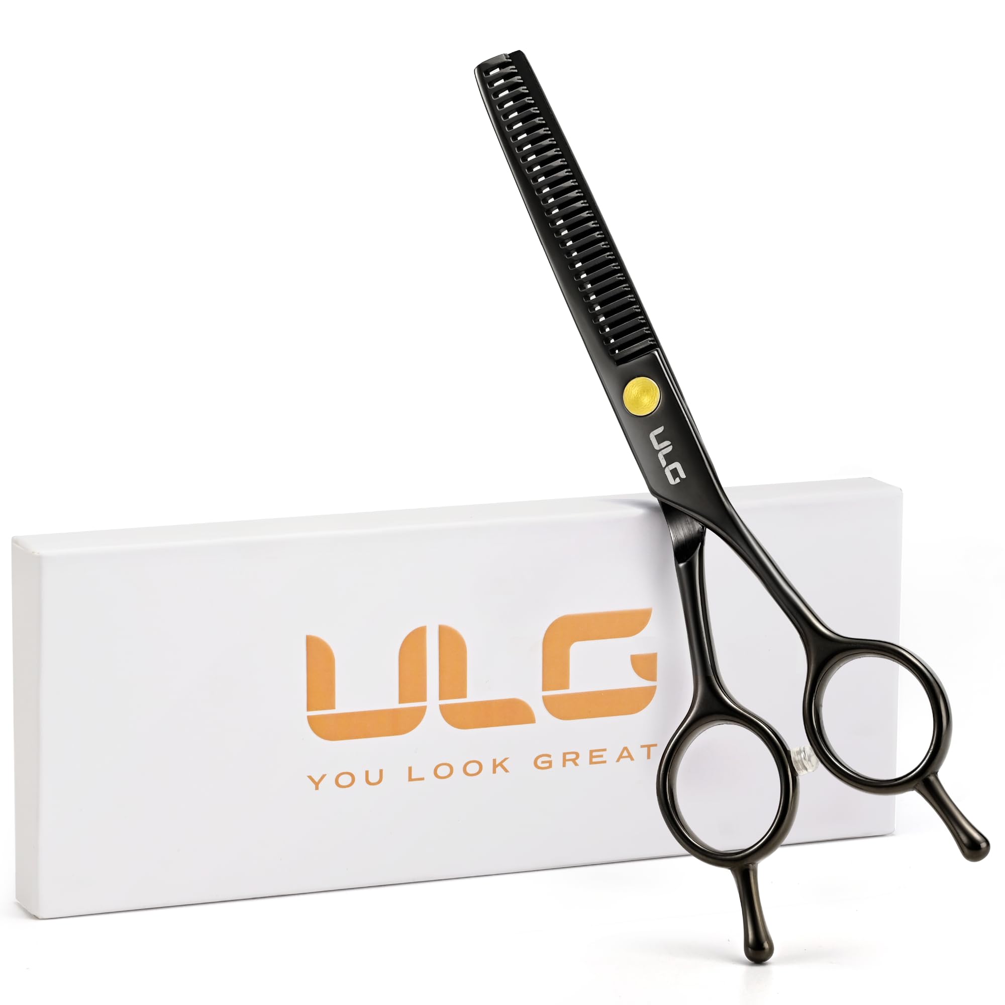 ULG Thinning Shears for Hair Cuttiing 16.5 cm Professional Thinning Scissors Ultra Sharp Stainless Steel Barber Shears for Left/Right Hand- Ergonomic for Women Men