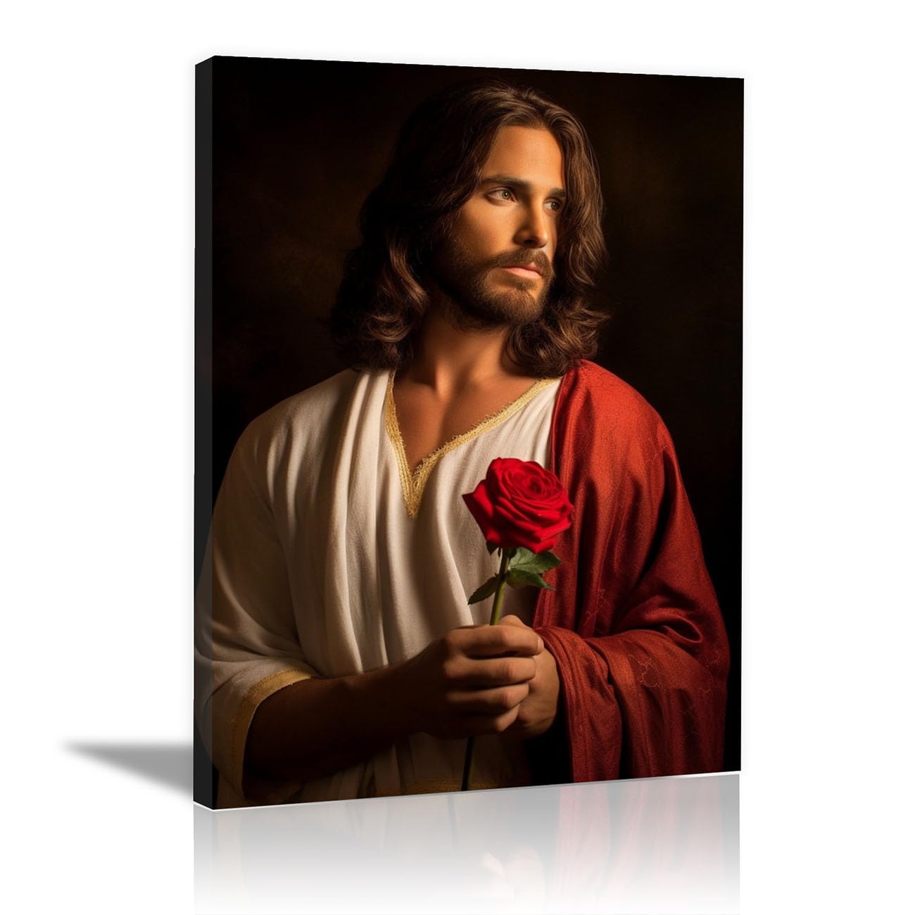 WIKEO Wall Art Canvas Painting of Jesus Picture Jezus Portret Modern Family Room Poster - Christian Pictures Decoration Salon (Red 7-40x60cm Framed